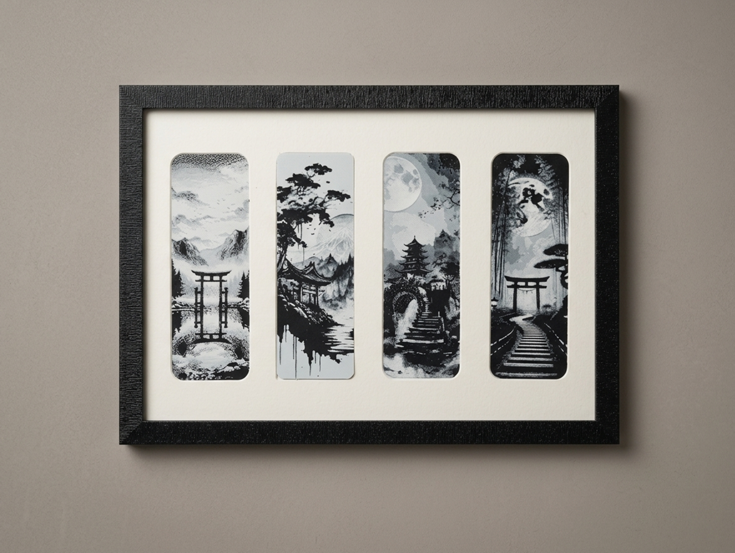 Monochrome Japanese Landscape Wall Art