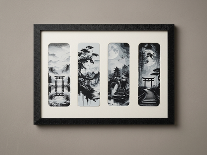 Monochrome Japanese Landscape Wall Art