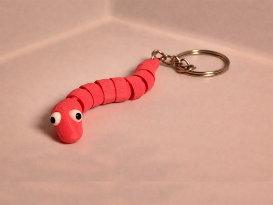 Flexi Wiggly Worm Keychain