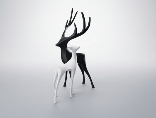 Dual Harmony Deer Sculpture